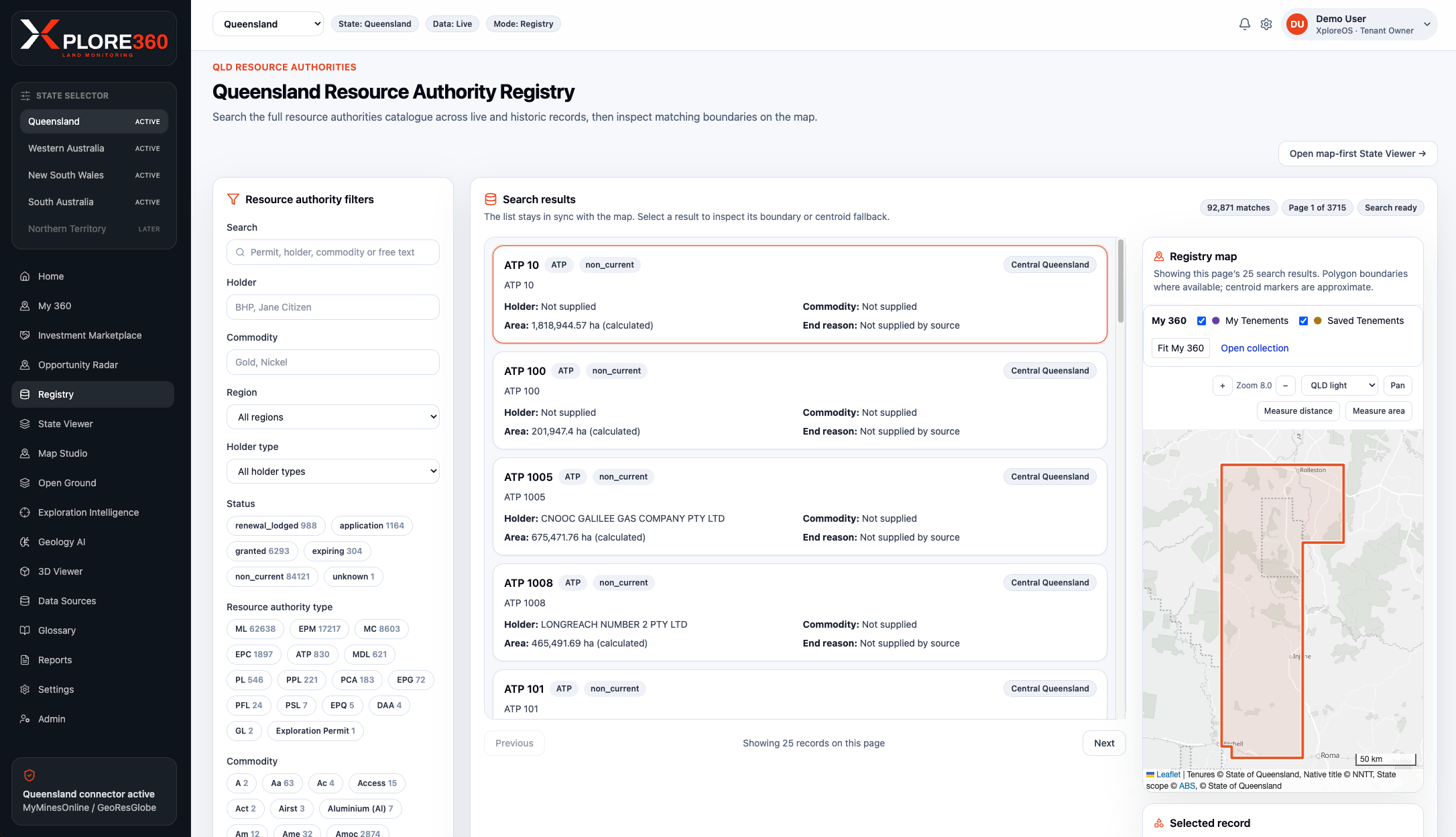 Xplore360 Land Monitoring - Registry